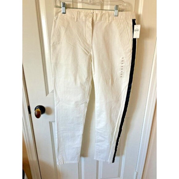 NWT Gap Broken in Straight Kacki White Pants w/ Tuxedo Stripe Pockets Size 4 - Picture 2 of 10